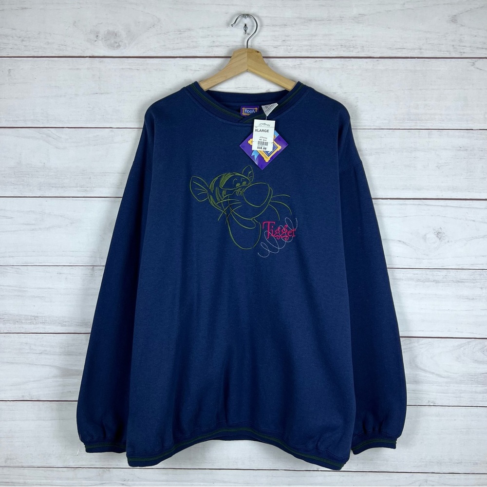 NWT Vintage 1990s Disney Pooh Tigger Embroidered Pullover Sweatshirt XL